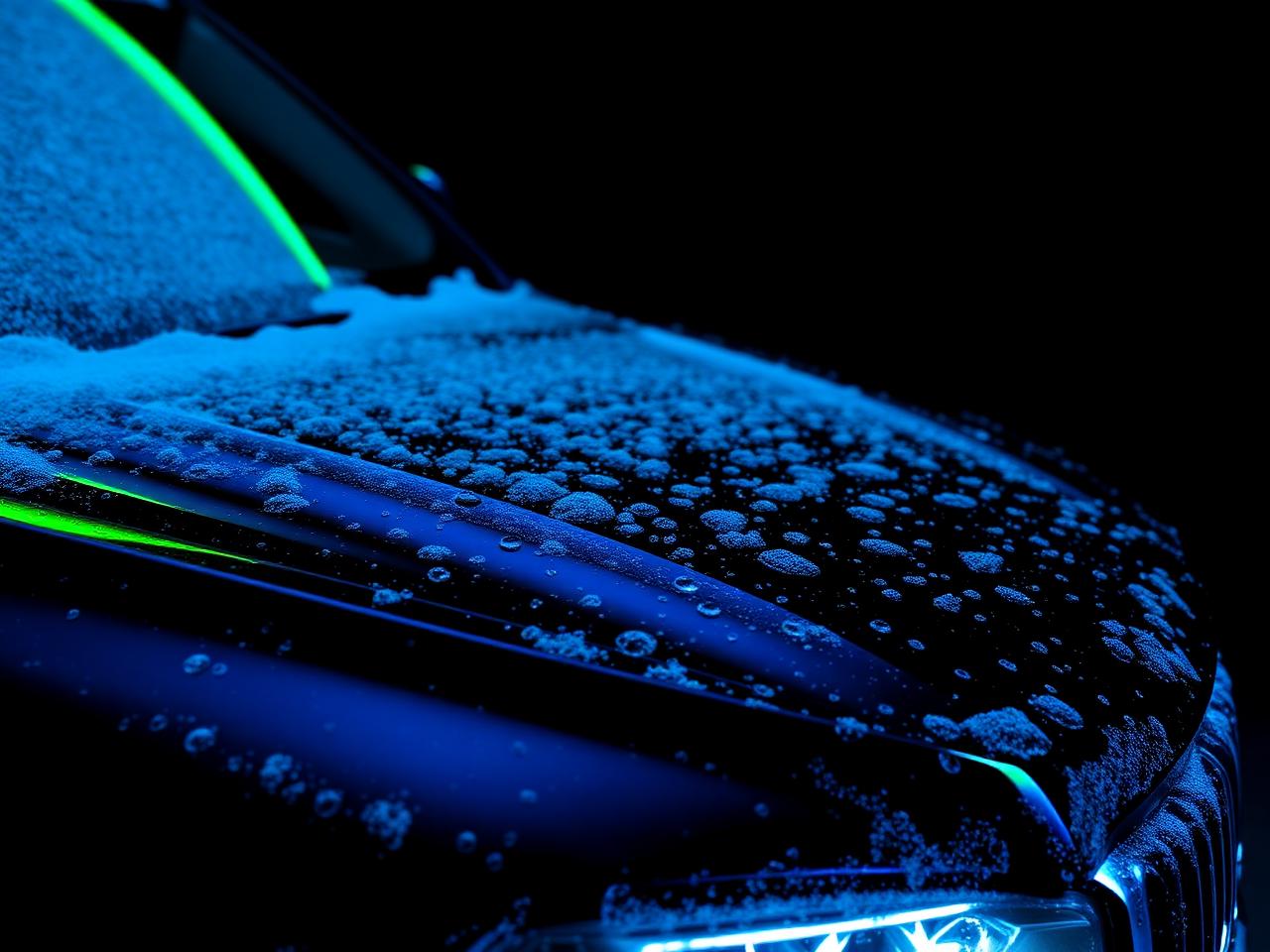 Foam wash on car hood